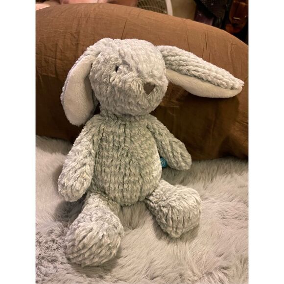Manhattan Toy Gray White Chenille 12” Bunny Rabbit Plush Stuffed Animal Floppy E - Picture 6 of 7